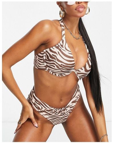 Ivory Rose – größere brust – bikinioberteil mit bügeln und zebraprint - Schwarz