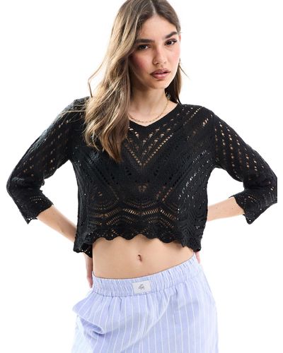 Jdy Knitted 3/4 Sleeve Top - Black