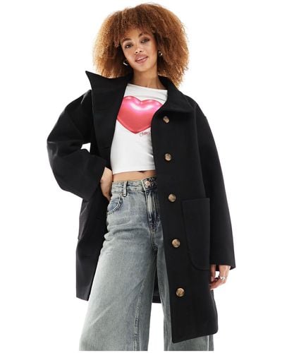 Monki Manteau mi-long avec col montant - Noir