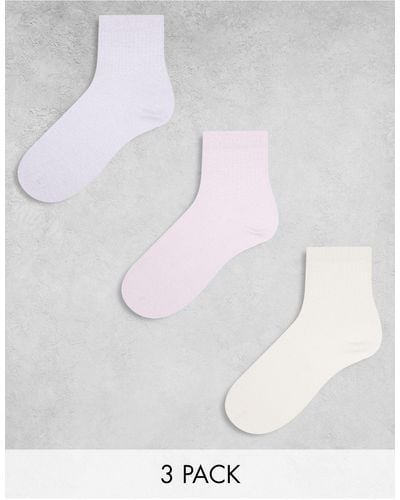 ASOS 3 Pack Ankle Marl Socks - White
