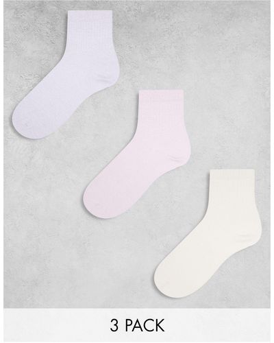 ASOS Confezione da 3 paia di calzini alla caviglia mélange - Bianco