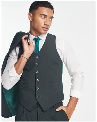 Noak 'camden' Super Skinny Premium Fabric Suit Waistcoat - Blue