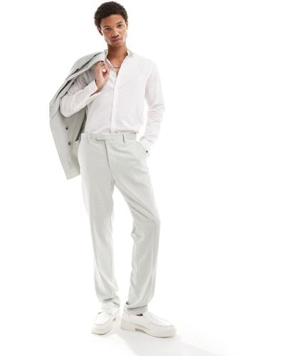 Twisted Tailor Dogstooth Double Breasted Suit Trouser - White