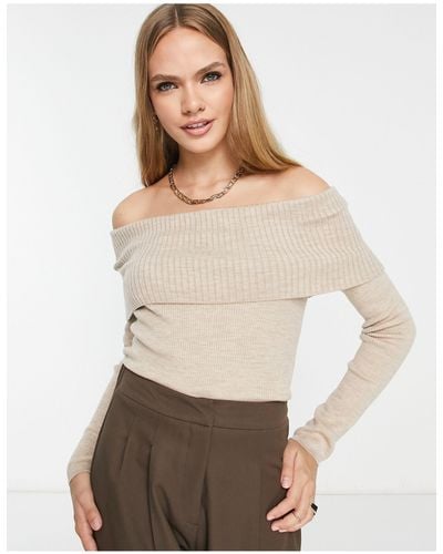 & Other Stories Wool Blend Off The Shoulder Knitted Sweater - White