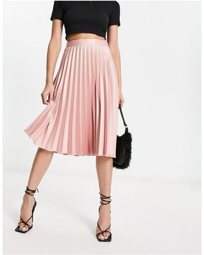 Closet Pleated Midi Skirt - Pink