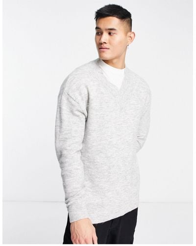 SELECTED Oversized V Neck Wool Mix Sweater - White