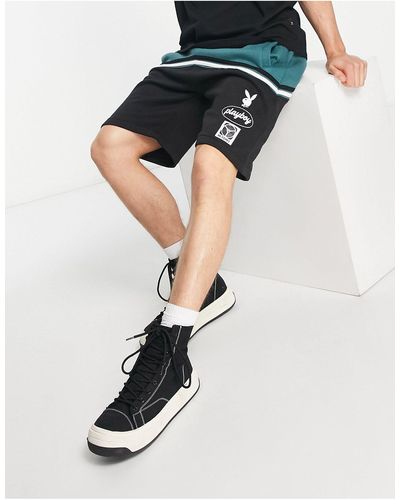 Mennace X playboy – shorts aus jersey mit farbblock-design - Schwarz