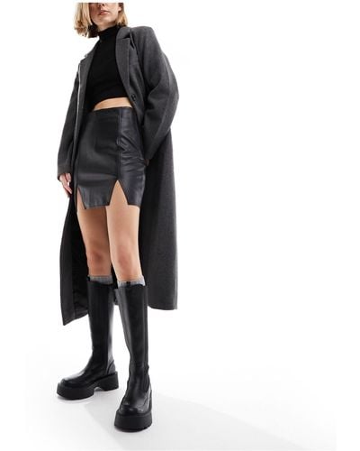 Miss Selfridge Faux Leather Mini Skirt - Black
