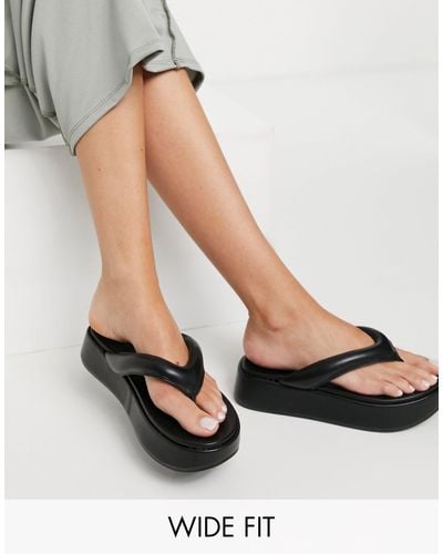 ASOS Wide Fit Ferris Chunky Thong Sandals - Black