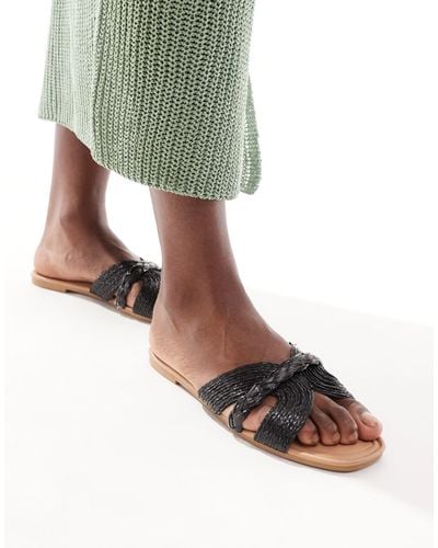 New Look – sandalen mit riemchen aus gewebtem bast - Grün