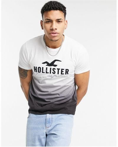 Hollister Tech - T-shirt à effet dip-dye en dégradé avec logo - Noir
