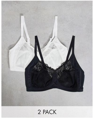 Simply Be 2 pack bras in black and beige