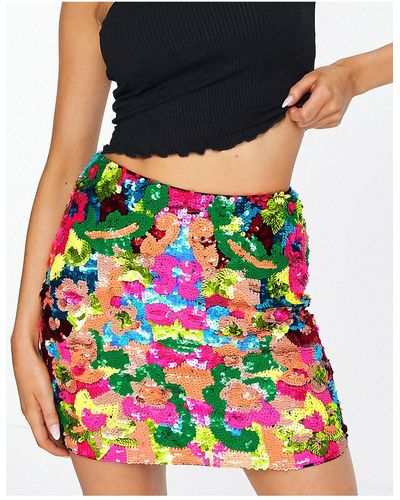 Miss Selfridge Premium Embellished Mini Skirt - Multicolour