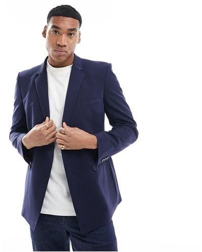 ASOS Skinny Double Breasted Suit Jacket - Blue