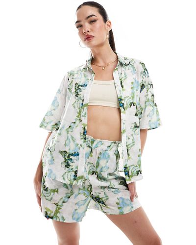 Object Camicia oversize con stampa marmorizzata oceano - Verde