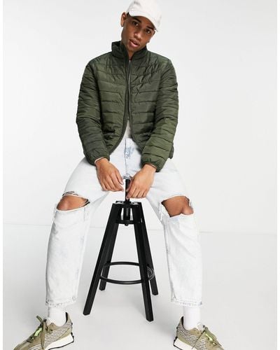 New Look Funnel Neck Puffer Jacket - Green