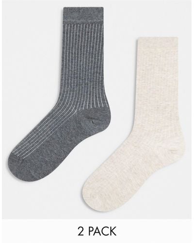ASOS 2-pack Fine Knit Long Ankle Socks - White