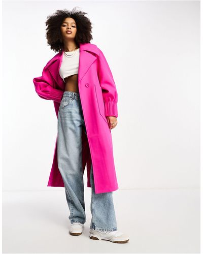 Annorlunda Pin Tuck Volume Sleeve Oversized Coat - Pink