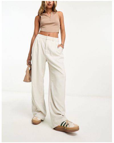 Hollister Wide Leg Tailored Trousers - White