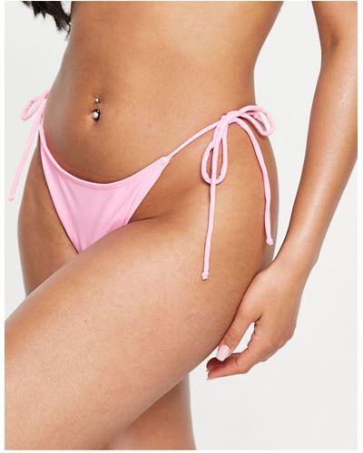 Missguided – bikinihose mit seitlicher schnürung - Pink