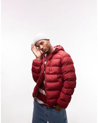TOPMAN Liner Jacket With Hood - Red