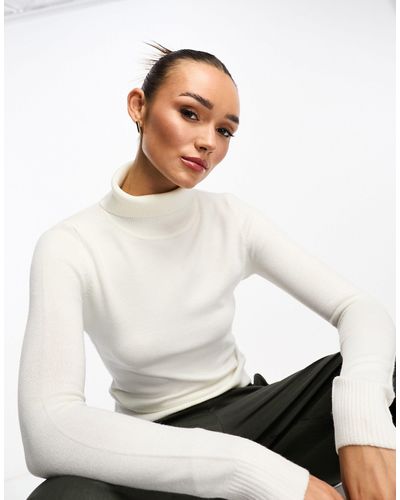 French Connection Ribbed Roll Neck Jumper - White