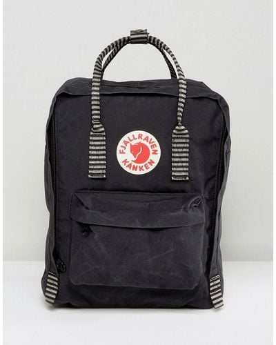 Fjallraven Kanken Backpack In Black With Striped Straps 16l
