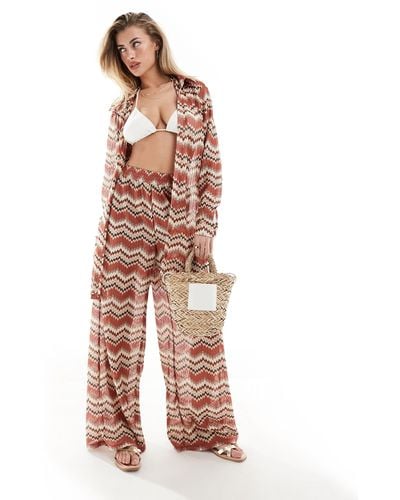 South Beach Embroidered Loose Beach Trouser Co-ord