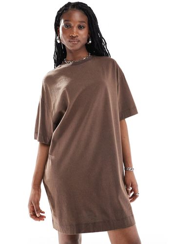 Collusion Mini T-shirt Dress - Brown