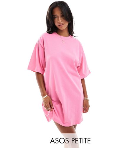 ASOS Asos design petite – kurzes oversize-t-shirt-kleid - Pink