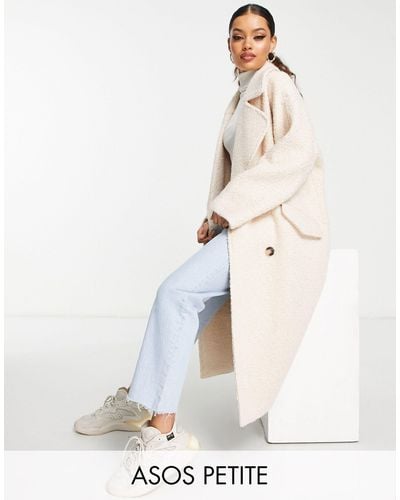 ASOS Asos design petite - manteau habillé à double boutonnage en laine mélangée bouclée - crème - Neutre