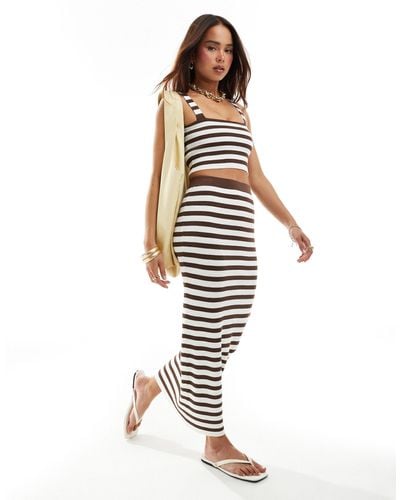 4th & Reckless Zoe Stripe Knit Maxi Beach Skirt - White