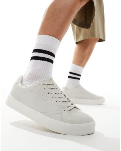 Bershka Sneakers stringate grigie - Bianco