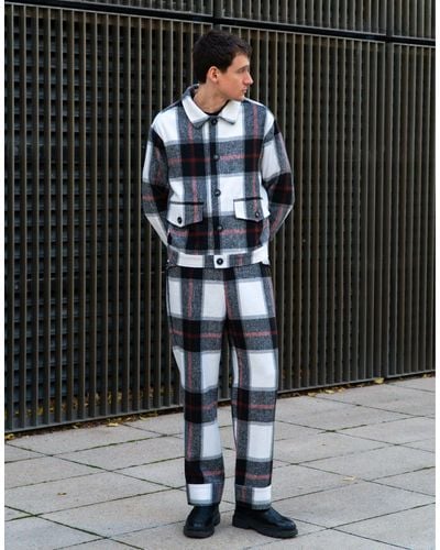 Labelrail X Isaac Hudson Brushed Check Button Through Shacket Co-ord - Black