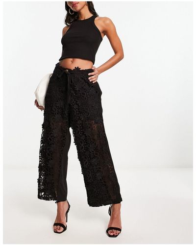French Connection Relaxed Lace Pants - White