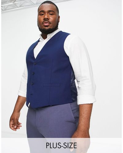 French Connection Plus Slim Fit Plain Waistcoat - Blue