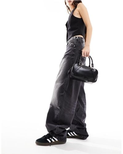 Bershka Adjustable Waist Carpenter Jeans - Black