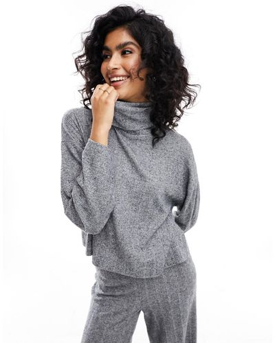 Miss Selfridge Brushed Cozy Roll Neck Sweater Top - Gray