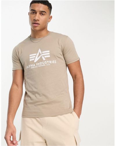 Alpha Industries T-shirt basic color sabbia con logo - Neutro