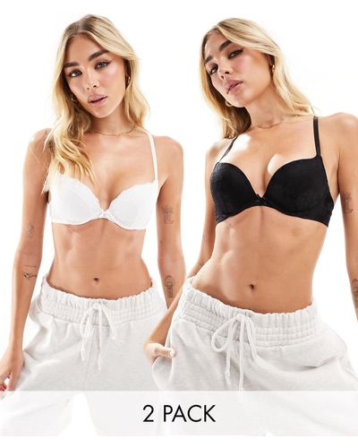 New Look – 2er-pack push-up-bhs aus spitze - Mehrfarbig