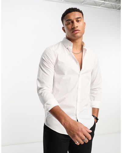 New Look Button Collar Shirt - White