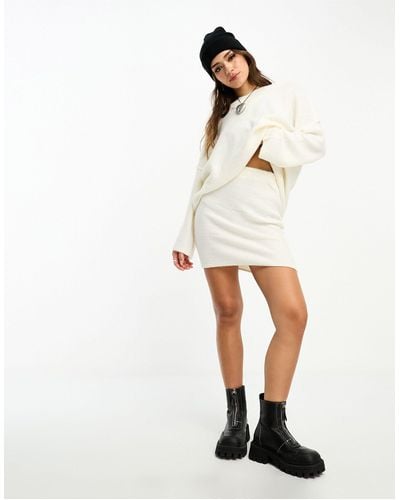 ONLY Fluffy Mini Skirt Co-ord - White