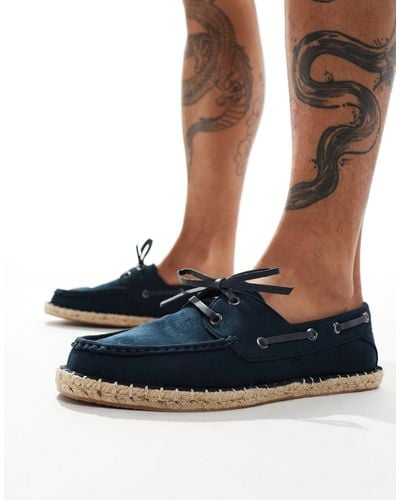 ASOS Espadrilles style chaussures bateau en toile - Bleu