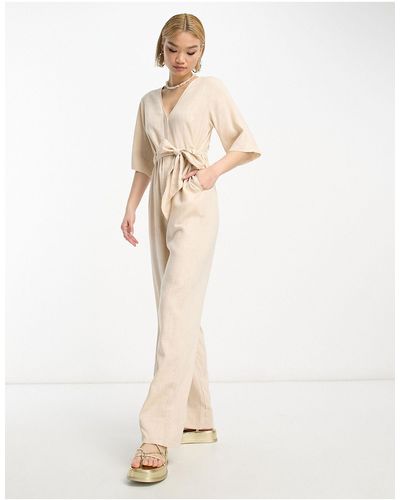 SELECTED Femme - tuta jumpsuit color sabbia effetto lino - Neutro