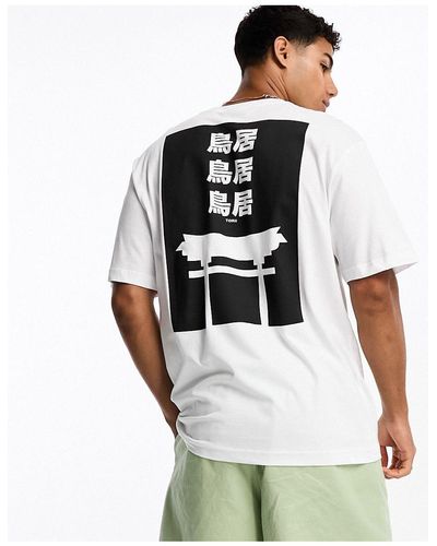 Only & Sons Oversized T-shirt Met Tempelprint Op - Wit
