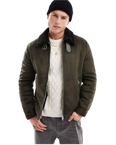 River Island Blouson aviateur en imitation peau - Gris