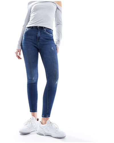 ONLY High Waist Ankle Length Skinny Jeans - Blue