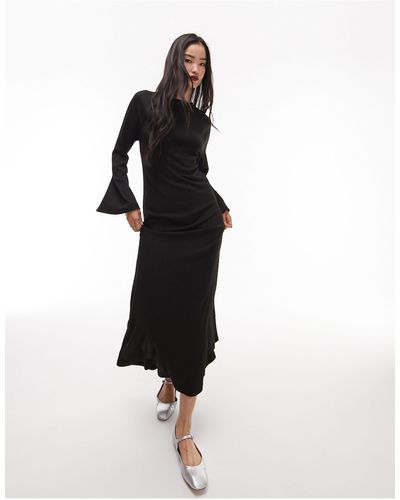 TOPSHOP Rib Column Midi Dress - Black