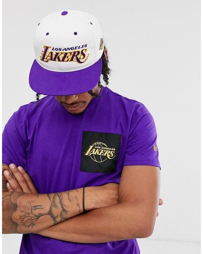Mitchell & Ness La Lakers Team Script Throwback Snapback Cap - White