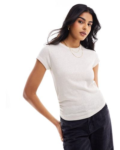 Stradivarius Side Ruched Top - White